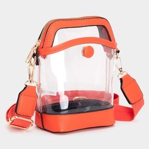 Orange Clear Transparent Crossbody Bag Purse Leather Casual Womens Accessory